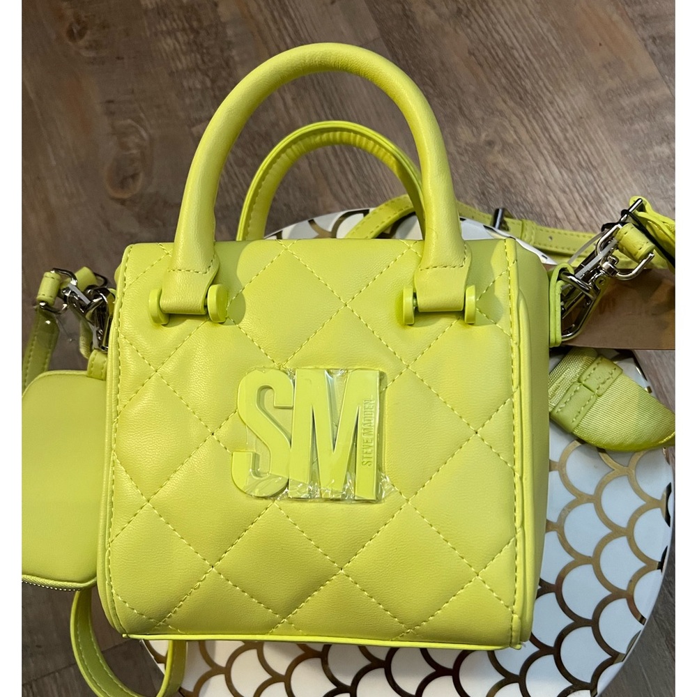 Steve Madden Neon Yellow Quilted Mini Tote
